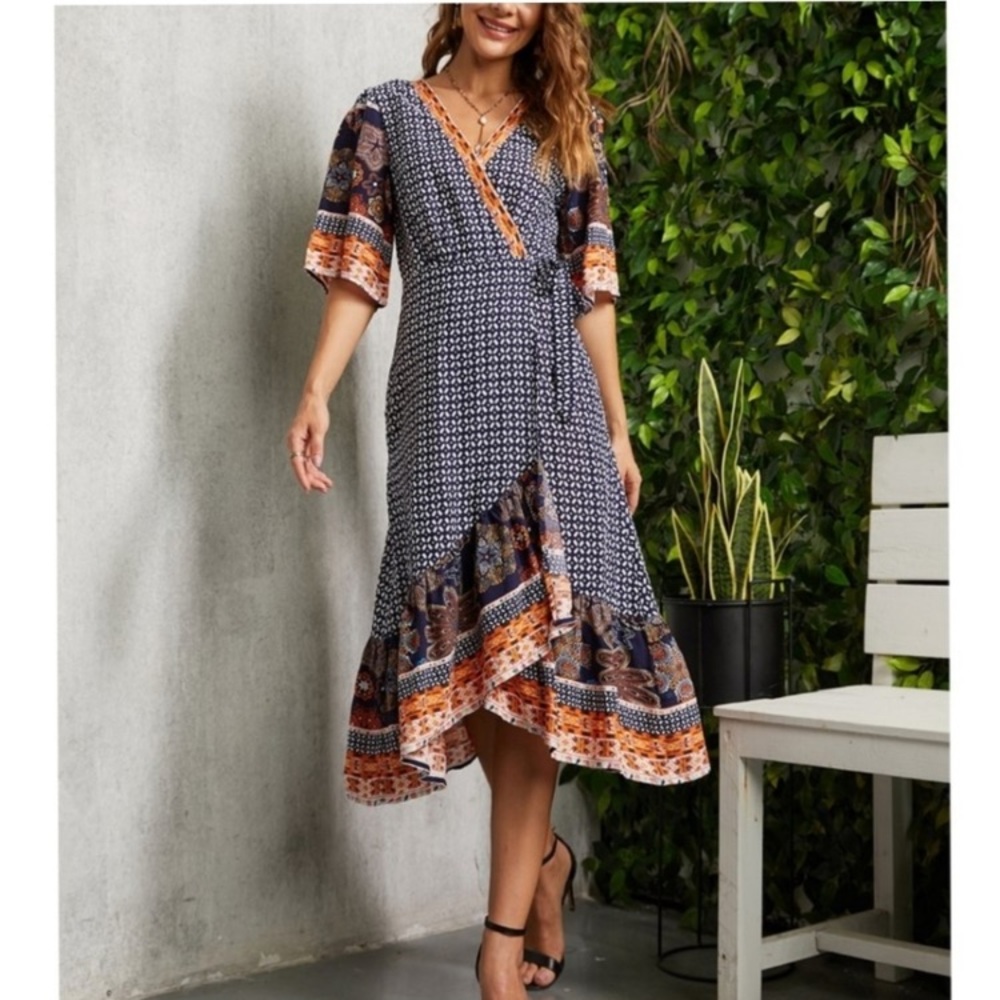 Suzanne Betro Hi-Low wrap dress